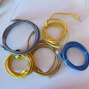 Assorted Ethernet Cables - Yellow, Blue, Gray